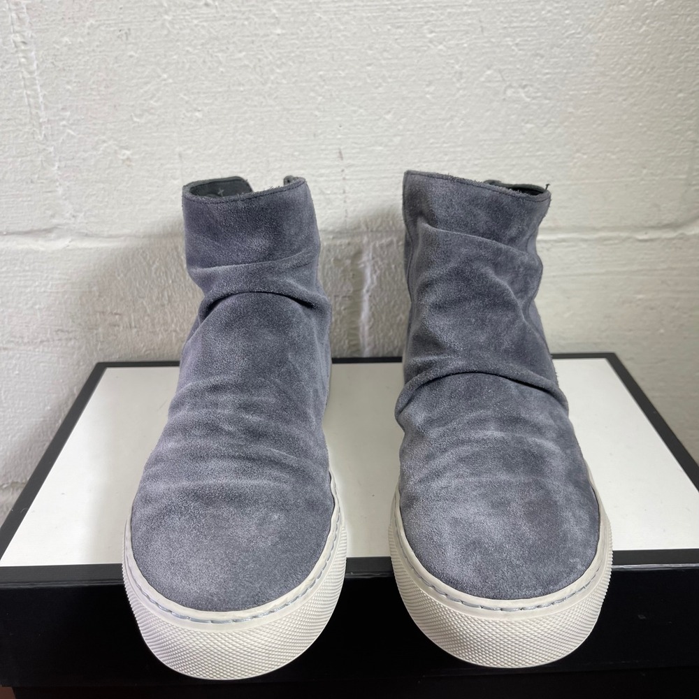 Fiorentini + Baker Wrinkled Vampire Gray Suede Ankle Boots Zip Womens 38 EU/5 US